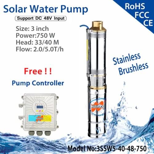 750W DC48V Brushless high-speed solar deep water pump with permanent magnet synchronous motor max flow 3.0T/H home & agriculture