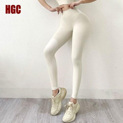 HGC Yoga Pants Women High Waist Peach Hip Lifting Sports Leggings Gym Squat Proof Elastic Exercise Dry Fit Sexy Fitness Tights
