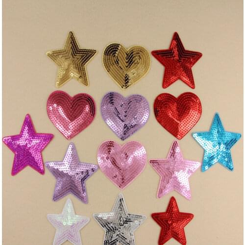 Gold Star Iron on Patches for Clothes Iron on Badge for Clothing Applique for Germent DIY Sequined Sticker Sewing Supplier