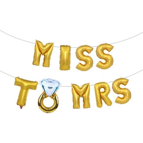 16inch Rose Gold Bride To Be Letter Balloon Mr Mrs Wedding Decor Diamond Ring Ballon Bridal Shower Hen Bachelorette Party Supply