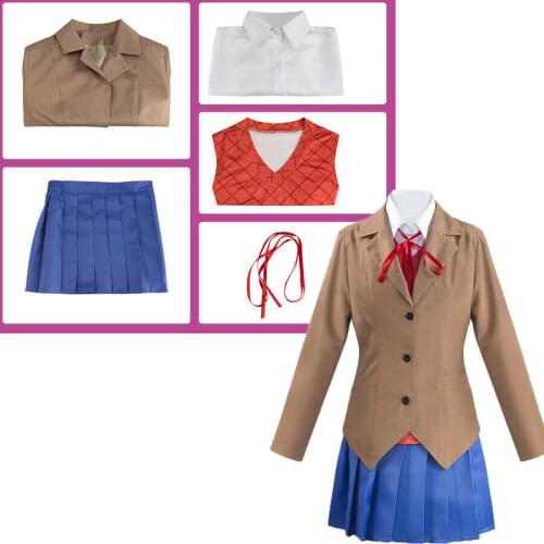 2021 Doki Literature Club Cosplay Costume Sayori Yuri Natsuki Monika Fancy Dress