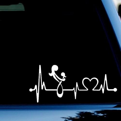 3.8"*9" Mother Mom Loves Daughter Heartbeat Lifeline Monitor Car Decal Sticker Vinyl