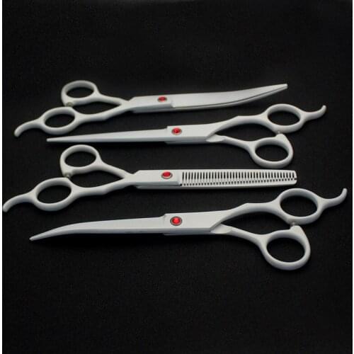 6.5 7.0 inch 9CR 62HRC Professional pet scissors for cat dog grooming High Quality Straight Thinning & Curved Scissors 4pcs set