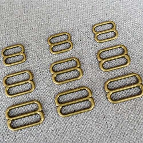 50 Pcs/Lot 15mm 20mm 25mm Bronze Webbing Metal Straps Adjuster Slider DIY Bag Dog Collar Belt Buckle Garment Sewing Accessory