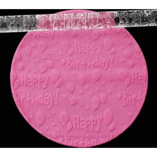 Acrylic Embossing Fondant Rolling Pin Embossed happy birthday Cake Decorating Tool Biscuit Cake Moulds Cake Tools