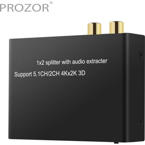 Proster 4Kx2K HDMI Switch Splitter 1 in 2 out Converter HDMI audio Splitter Support 2CH 5.1CH 3D R/L 3.5mm Audio Extractor