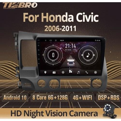 TIEBRO 2DIN Android10.0 Car Radio For Honda Civic 8 2006-2011 GPS Navigation Stereo Receiver Auto Radio DSP Bluetooth Player IGO