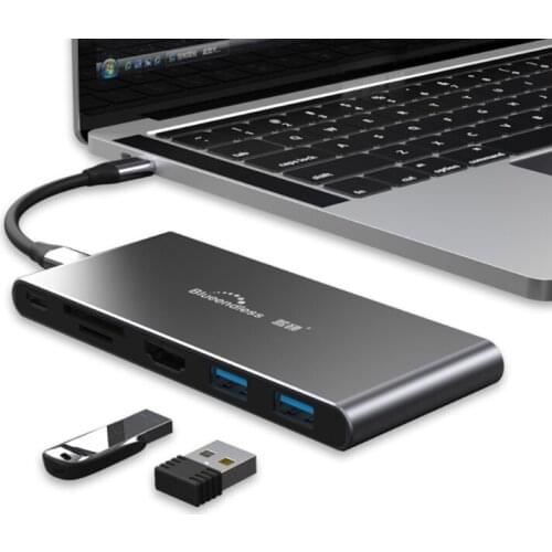 Y4UE Blueendless USB3.1 Type C Docking Station 6 in1 Hub SATA NG-Ff HDD Case Combined