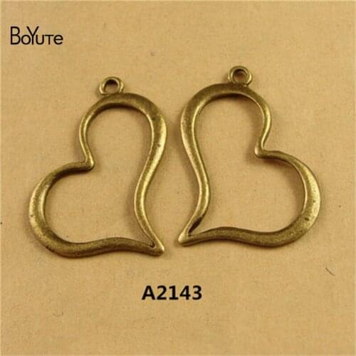 BoYuTe (60 Pieces/Lot) 35*36MM Antique Bronze Plated Zinc Alloy Heart Charms Pendant for Jewelry Accessories Diy Handmade