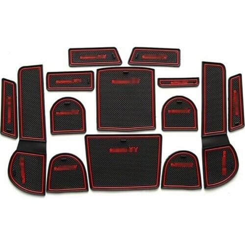 For Subaru XV 2012-2014 Non-slip Interior Door Cup Holder Rubber Mats Red Line