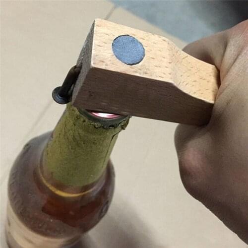 Creative Wood Beer Bottle Openers Multifunction Hammer Of Thor Shaped Beer Bottle Opener With Long Handle Bottler Opener Beer
