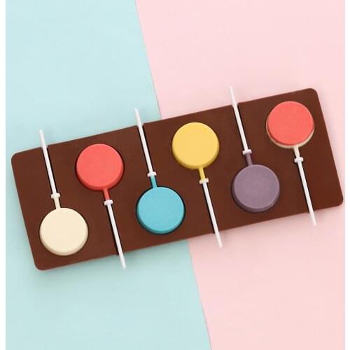 Round Lollipop Silicone Chocolate Mold Fondant Soap Jelly Candy Ice Cookie Biscuit Mould DIY Baking Tools Cake Decorating Molds