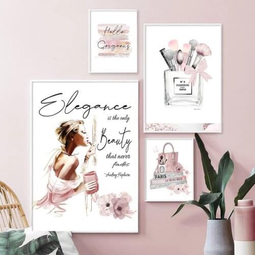 Fashion Makeup Girl Posters Coco Canvas Paintings Quotes Print Vogue Girl Wall Art Prints Modern Wall Pictures Living Room Decor
