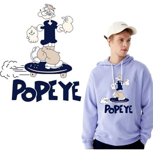 Muscular Male Sailor Patches Iron on Transfer Cartoon Heat Transfer Vinyl Sticker Applique on Clothes Thermal Press Washable DIY