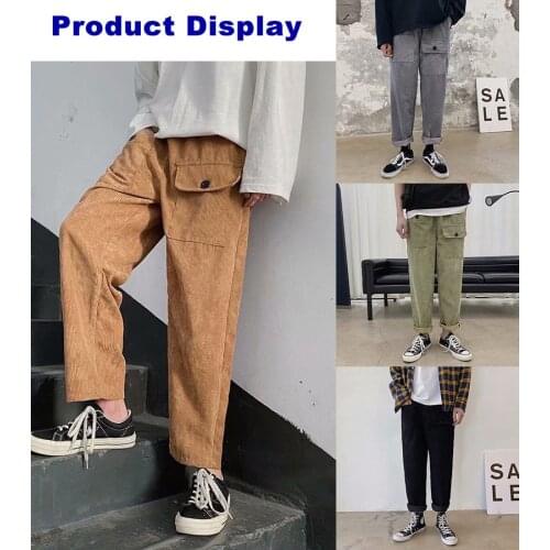 2021 Mens Clothing Casual Pants Chinese Style Straight Mid Loose Pocket pants Fashion Sports Street attire Long pants Mens