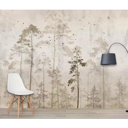 Bacal Custom wall 3D wallpaper mural European retro hand-painted forest Big tree Birds wall paper 3D carta huda paper