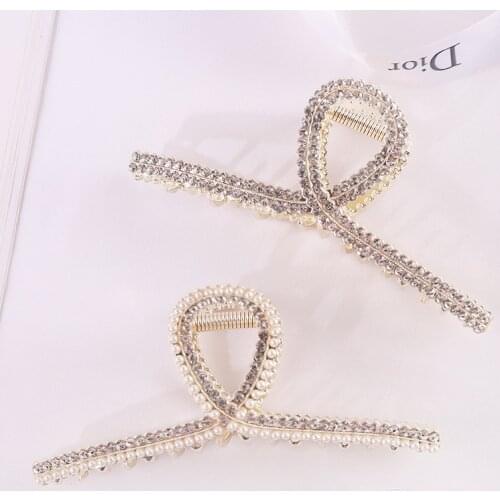 New Fashion Exquisite Luxury Metal Alloy Pearl Rhinestones Hairpin Barrette for Women Girl Accessories Headwear