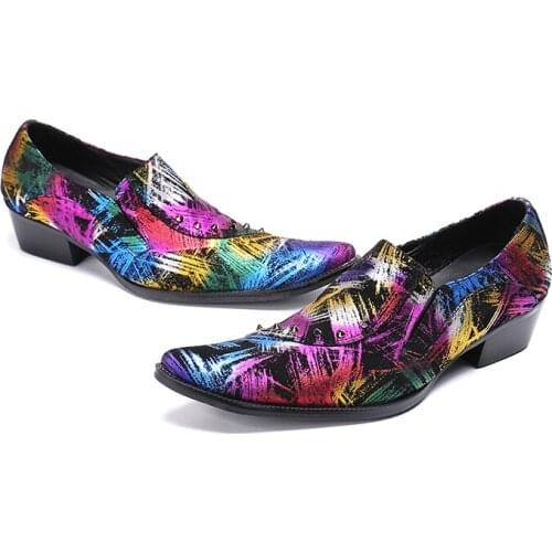 Classic Formal Derby Dress Shoes Male Genuine Leather oxford Shoes For Men High Heels Colorful Wedding Loafers Luxury Footwear