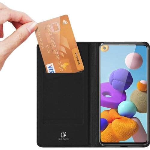 Pure Color Wallet Phone Cover for DUX DUCIS for Samsung A21s/A51 5G Magnetic Protective Case Bracket with Card Slot Leather Case
