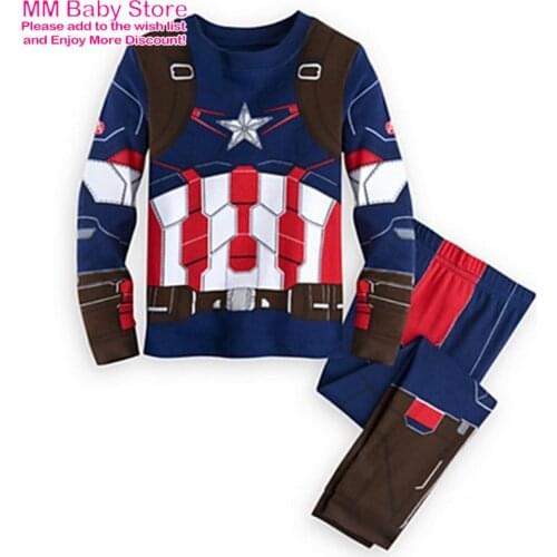 Marvel Children Clothing Set Boy Pyjama Captain America Kids Cartoon Pijama Girl Sleepwear Long sleeved Pajama Set