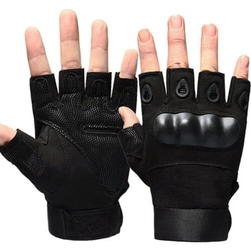 Mens Military Army Tactical Gloves Outdoor Sports Protective Training Half Finger Combat Anti-Slip Carbon Fiber Shell Gloves