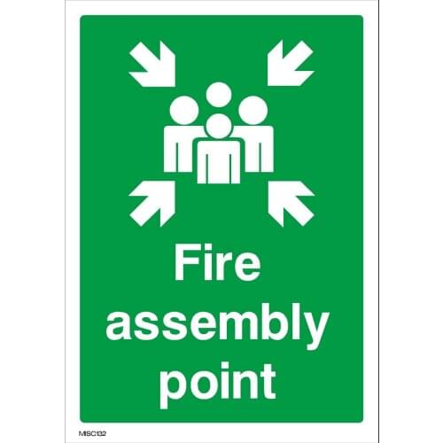 Fire Assembly Point Plastic Sign Sticker Decal Suitable for shopping malls, warehouses, schools, factory,Office Building windows