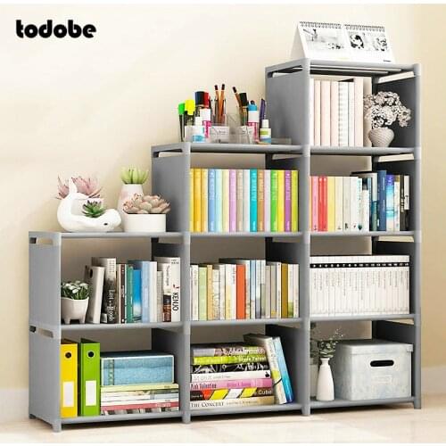 New Simple Book Shelf Floor Shelf Double-row Bookcase Student Child Combination Home Vertical Movable Storage Assembly Bookcase