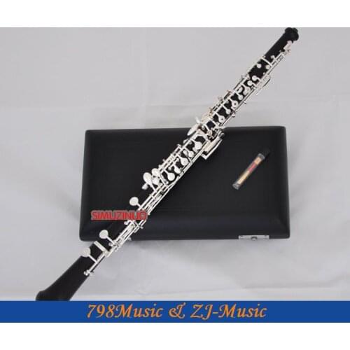 Professional Grenadilla Black Wooden Body Oboe Silver Plated C Key With Case-Semi-Automatic