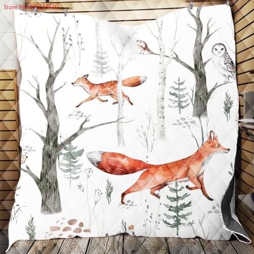 Dropshipping 3D Print Animals Quilt Fox Elk Cartoon Kids Bedroom Decor Quilt Air Conditioning Blanket on Sofa Bed Travel Cover