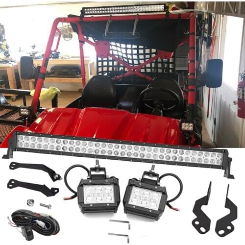 For Polaris RZR 1000 900 XP Upper Roof 30" Straight LED Light Bar Mount Set & A-Pillar LED Work Lights Mount Kit with Wiring Kit