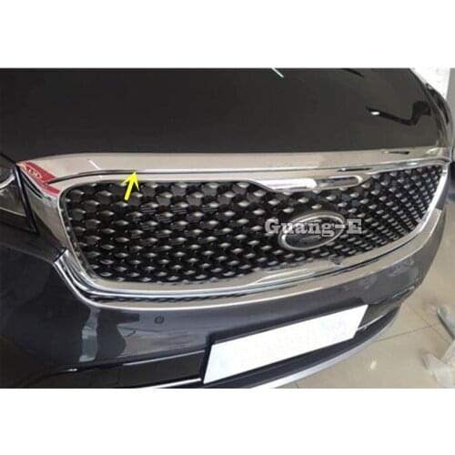 For Kia Sorento L 2015 2016 2017 Car Garnish Cover ABS Chrome Front Engine Machine Grille Grid Grill Lid Trim Lamp 1pcs