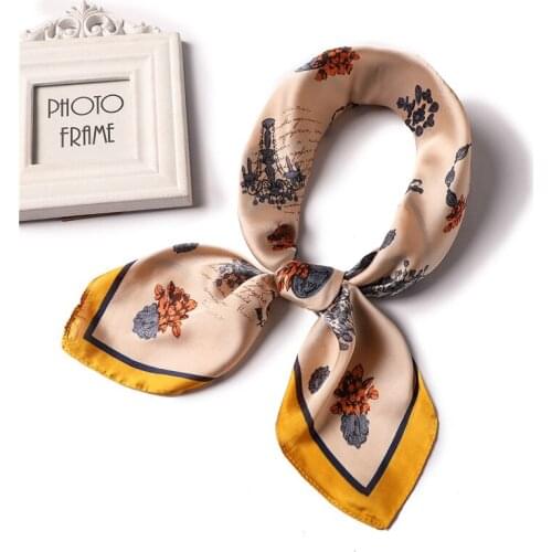 Yishine Silk Satin Women Square Scarf Beautiful Pattern Ladies Wrap Bandana Head Hair Scarf Shawls Bag Accessories Handkerchief