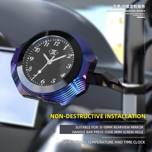 Spirit Beast Universal Motorcycle Accessories Luminous Waterproof Clock-watch Motocross Rearview Mirror Thermometer