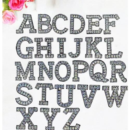 1pcs A To Z Rhinestone English Alphabet Letter Applique 3D Iron On letters Patch For Clothing Badge Paste For Clothes Bag Shoes