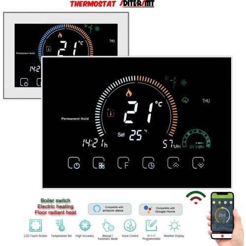 TUYA Programmable Heating Thermostat WIFI Google Home Control for Floor Heat Dual Sensor 16A/5A
