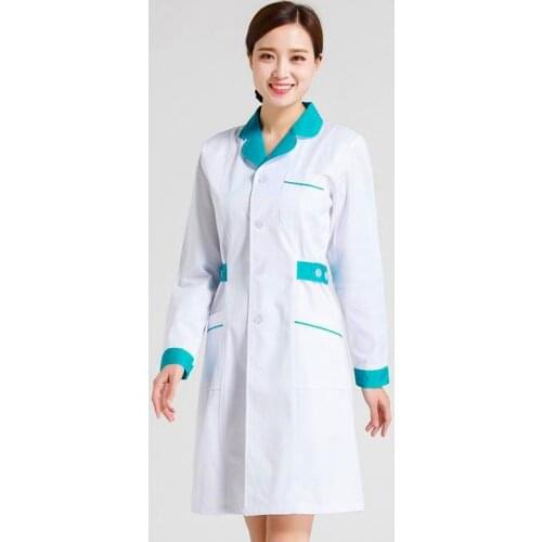 Nurse Uniforms Long-sleeved Laboratory White Coat Doctor Service Female Nurse Service Pharmacy Overalls Beauty Salon Uniform 3XL
