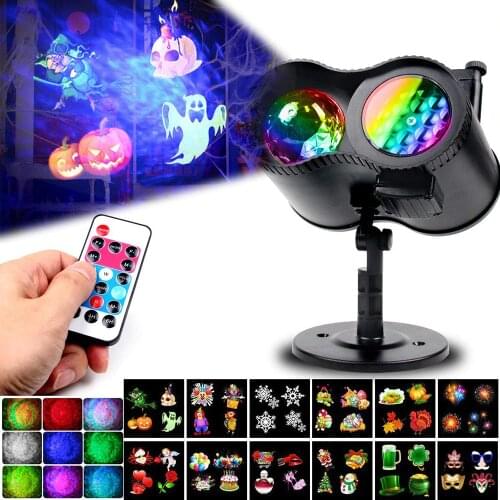 Waterproof Moving Laser Projector Lamps 12 Slides 2 In 1 Water Wave LED Stage Light For Christmas New year Landscape Garden Lamp