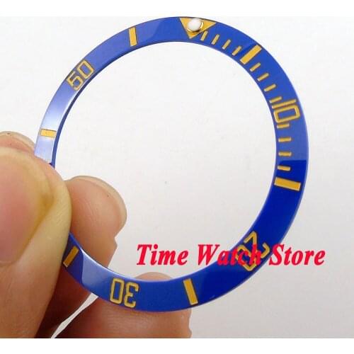 38mm high quality blue ceramic bezel yellow marks for mens watches B24