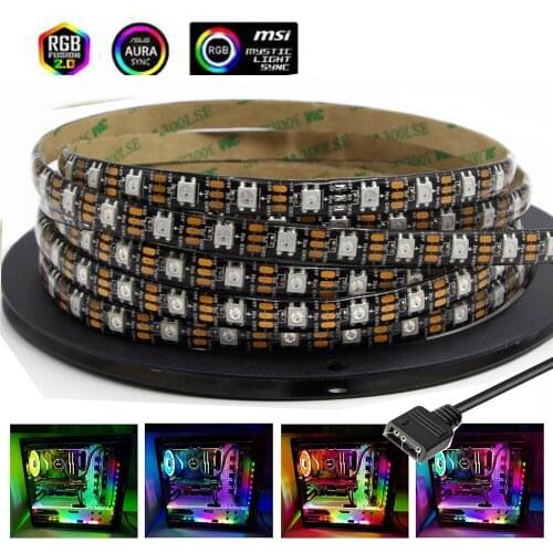WS2812B WS2812 RGB Addressable Digital Light Led Strip for PC MSI 30/60 Leds (+5V,DATA,GND) Header on Motherboard 5V IP30/65