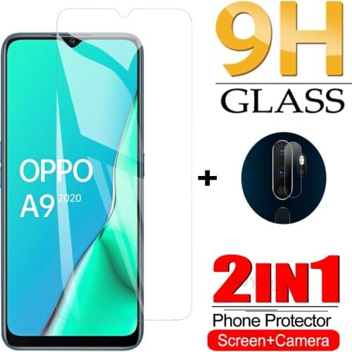 2-IN-1 Safety Glass For Oppo A9 A5 2020 Screen Camera Protector On For oppo a5 a9 2020 Transparent screen Lens Tempered Glass 9H