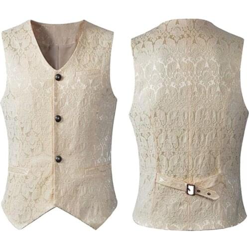 Style Gothic Jacquard Swallow Top Noble Costume for Mens Blazer Suit Adult Men Vintage Vest Waistcoat Victorian Black Steampunk