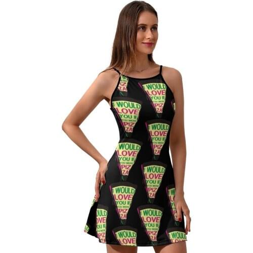 Pizza Dress Suspender Day Hot Dresses Simple Women Spandex Printed One-Piece Dress