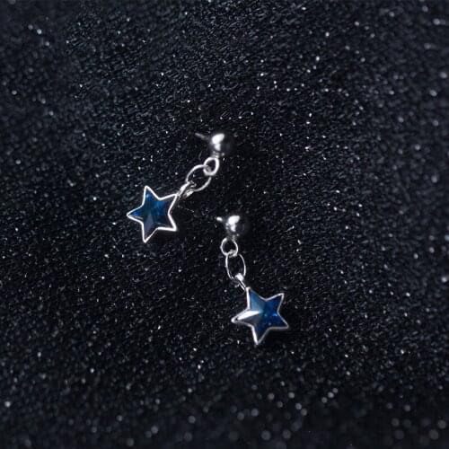 S925 925 Sterling Silver Stud Earrings For Women Fashion Jewelry Blue Star Pendent Cute Girls Teacher Gift Dropshipping