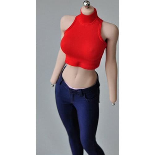 1/6th Red Short Trendy Skinny T-shirt Bottoming Vest Model for 12" Female