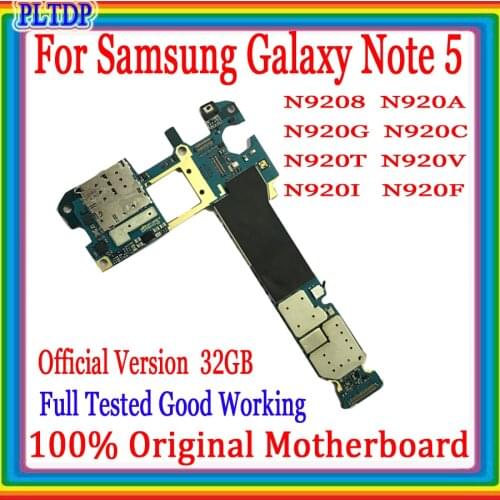 100% Original For Samsung Galaxy Note 5 N9208 N920A N920G N920C N920T N920V N920i Motherboard Unlocked logic board Good Tested