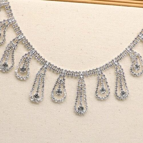 10Yds Crystal Rhinestone Fringe Trim Dress Belt Cup Chain Trimming Tassel Trimming Sew on Crystal Applique New Arrival
