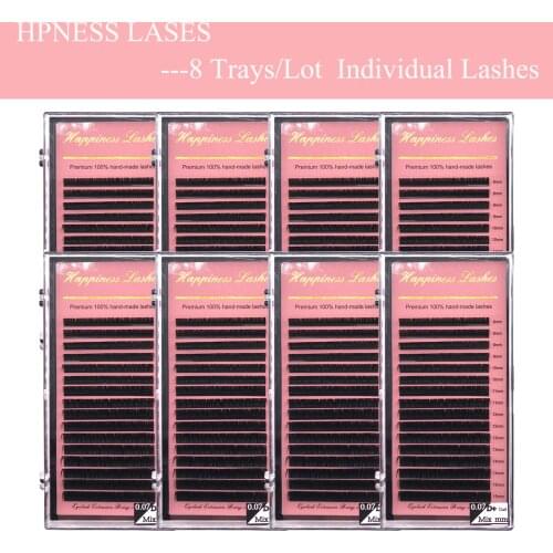 16 Lines/Tray Soft Silk Classic Eyelash Extension Premium Mink Natural Individual For Salon 100% Handmade Lashes 8 Trays/Lot