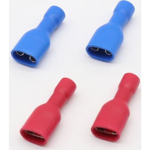 200pcs Fully Insulated Splice Wire Cable Connector 6.3mm Crimp Electrical Terminals 100 Red 100 Blue Kit Set