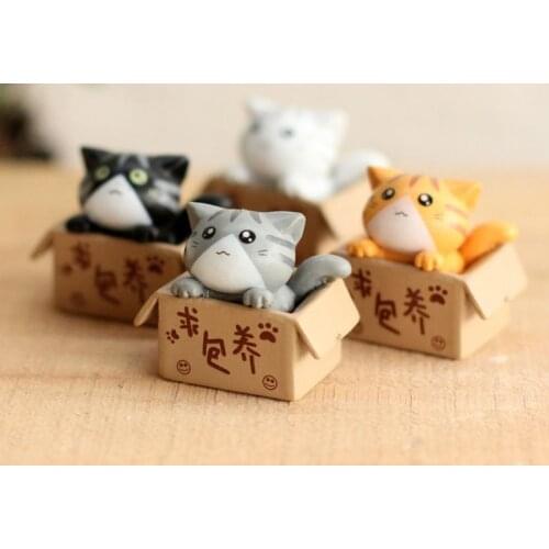 4 Pcs Set Cats Home Decoration Accessories Miniature Resin Cameos Craft Accessories Miniature Figurines Diy Bonsai Tools