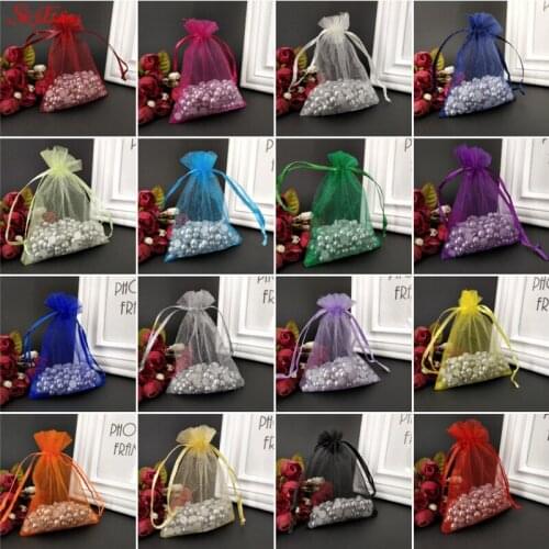 50pcs Organza Bags Jewelry Packaging Bags Wedding Party Decoration Drawable Bags Gift Pouches Solid color 7x9 9x12 11x16cm 7z